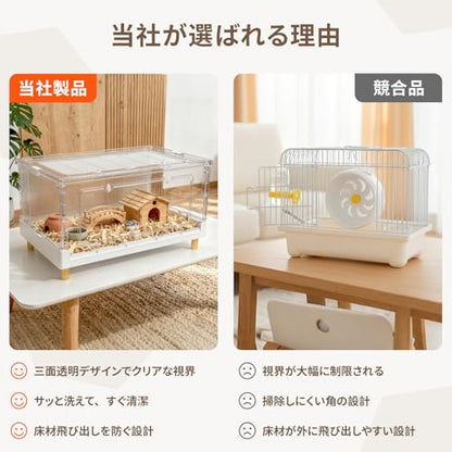 Hamster Cage & Guinea Pig, Completely Transparent and Eco-Friendly Large Acrylic Cage for Small Animal Pets, such as: Bearded Dragon, Mouse, Hedgehog, Chameleon, Iguana etc